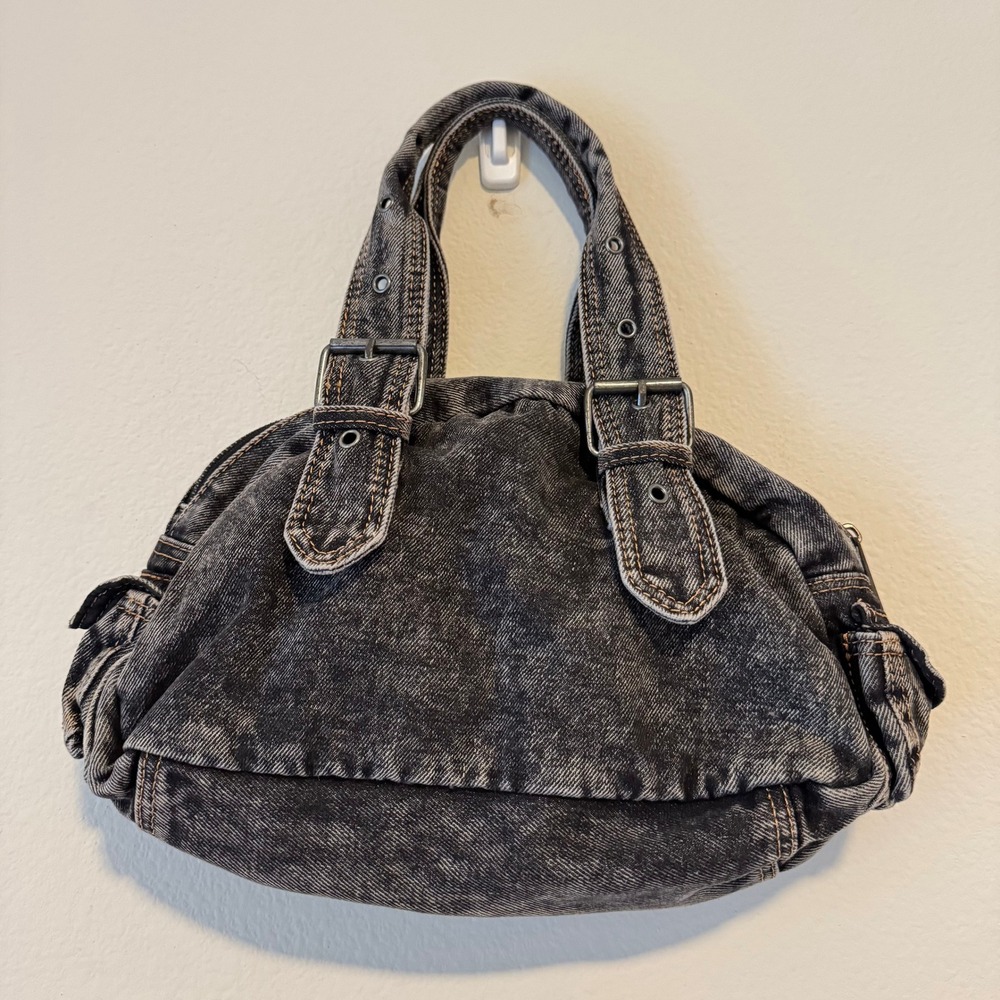Urban Outfitters BDG Stella Denim Duffle Bag Black Wash Y2K Heart Mirror NWT - Picture 4 of 5